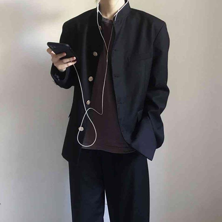 学生服 上下セット 男子 制服 学ラン 詰襟 ラウンド襟 ブレザー 上着