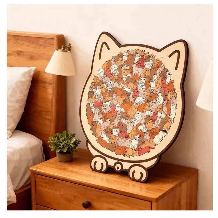 猫型パズルジグソーパズル ユニークな猫の形 初心者向け 簡単 木製