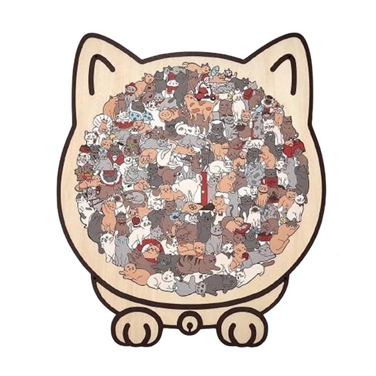 4タイプ 組み立て 猫型パズルジグソーパズル ユニークな猫の形 初心者
