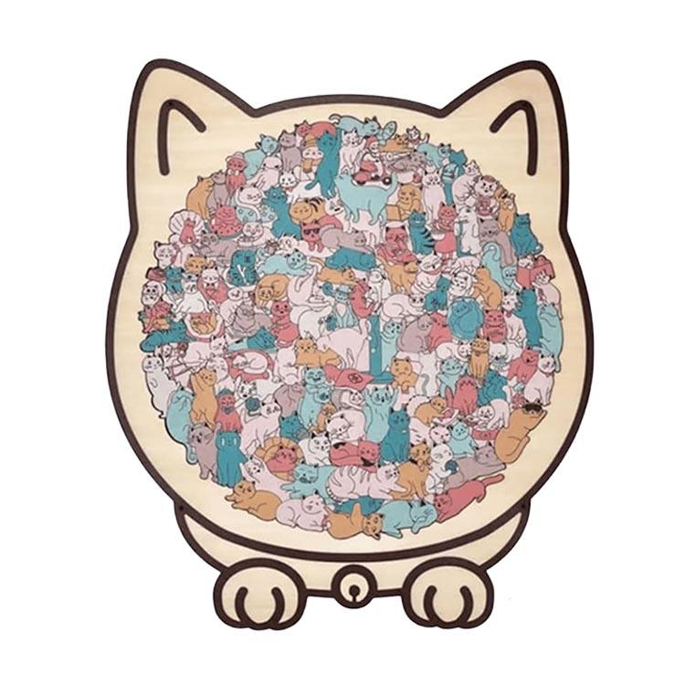 4タイプ 組み立て 猫型パズルジグソーパズル ユニークな猫の形 初心者