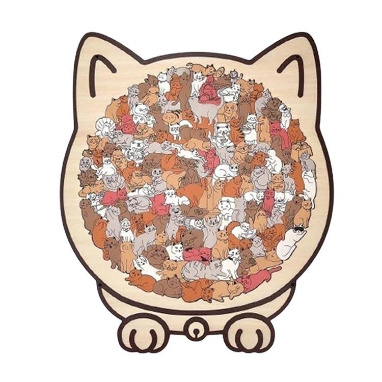 4タイプ 組み立て 猫型パズルジグソーパズル ユニークな猫の形 初心者