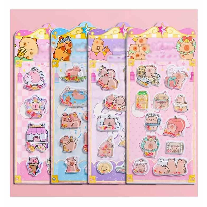 6枚セット】ウォーターシール 手帳 ぷっくりシール 女の子 日記 3D