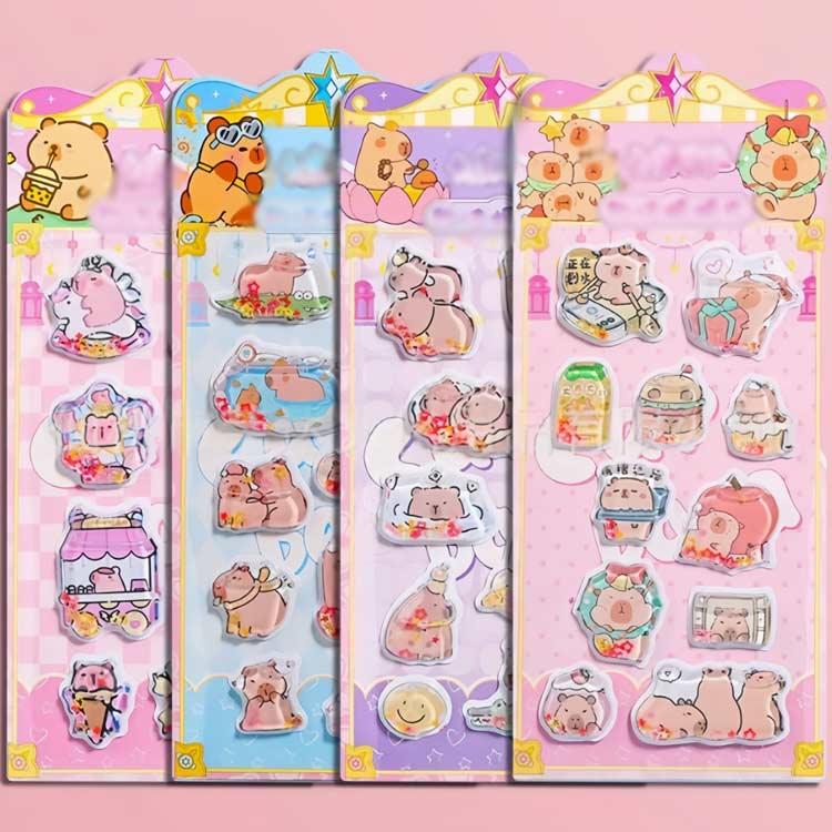 6枚セット】ウォーターシール 手帳 ぷっくりシール 女の子 日記 3D