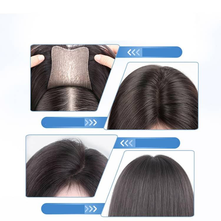 ピンなし ウィッグ 部分ウイッグ ピン無し トップヘアピース 頭頂部