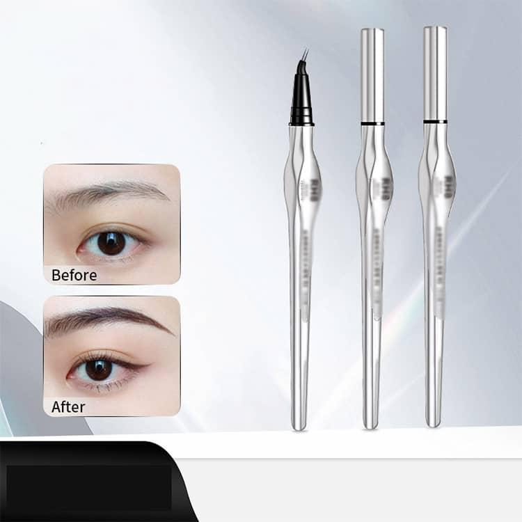眉ペン、アイライナーセット 2本セット ウォータープルーフ 二叉アイブロウペンシル 極細0.01mm