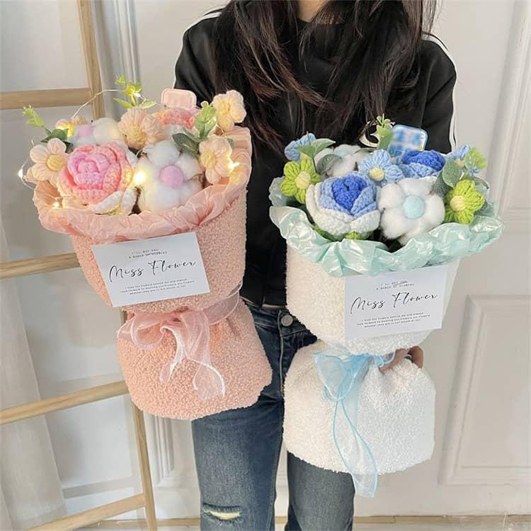 ぬいぐるみ 花束 造花 フラワー かわいい うさぎ耳 ブーケ 枯れない花 毛糸 編み物 アレンジメントブーケ ギフト 写真撮影用 小道具 お見舞い プ SANA plus - 通販 - Yahoo ショッピング