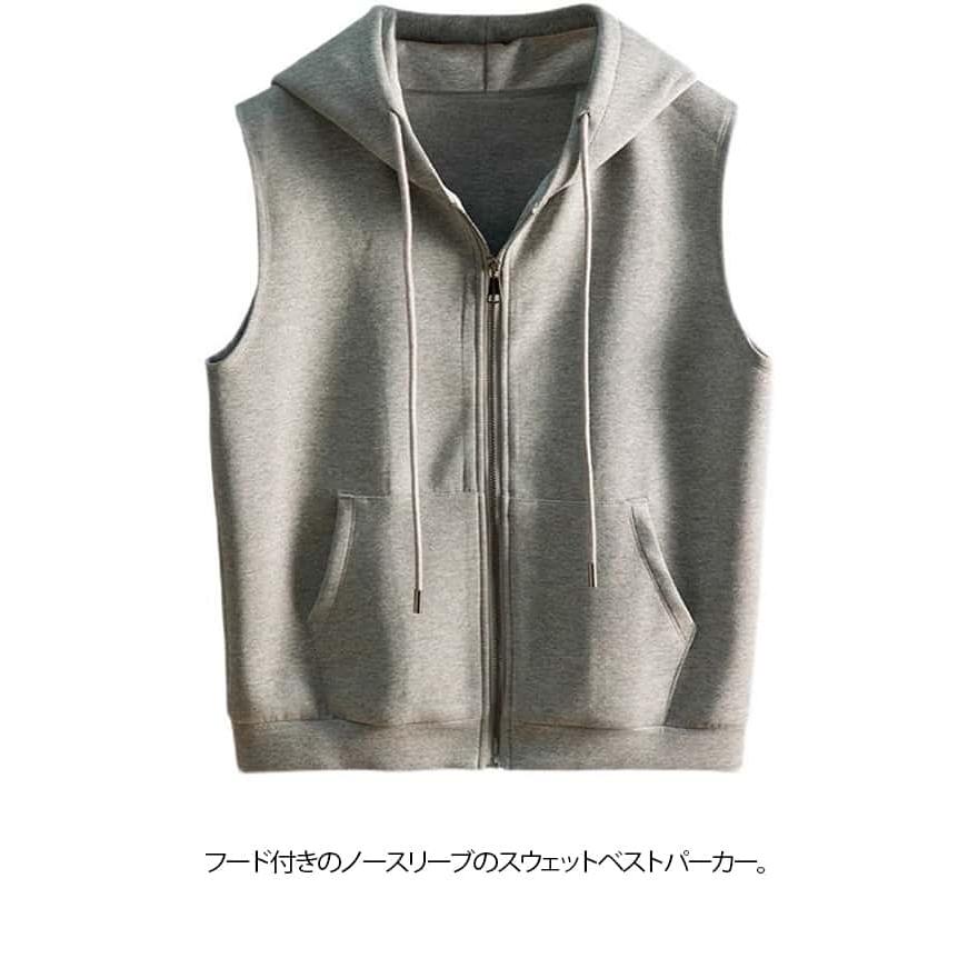 フード付き ベスト レディース パーカー 春 秋 冬 前開き ノースリーブ