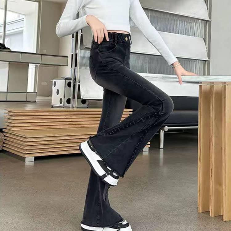 フレアパンツ デニム 子供 ジーンズ ロングパンツ キッズ 春服 秋服