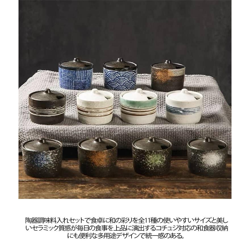 全11種 陶器 調味料入れ セット 和風 2個セット スプーン付き 塩壺
