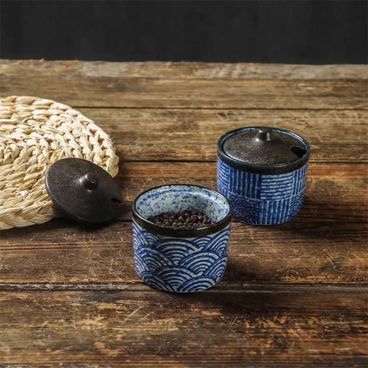 全11種 陶器 調味料入れ セット 和風 2個セット スプーン付き 塩壺