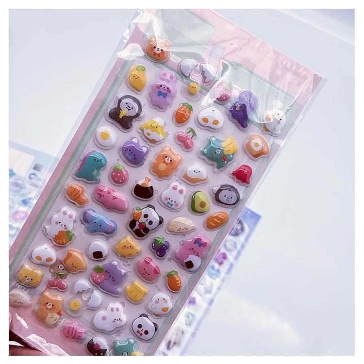 8枚セット 3dシール 立体シール ぷくぷくシール ご褒美シール かわいい