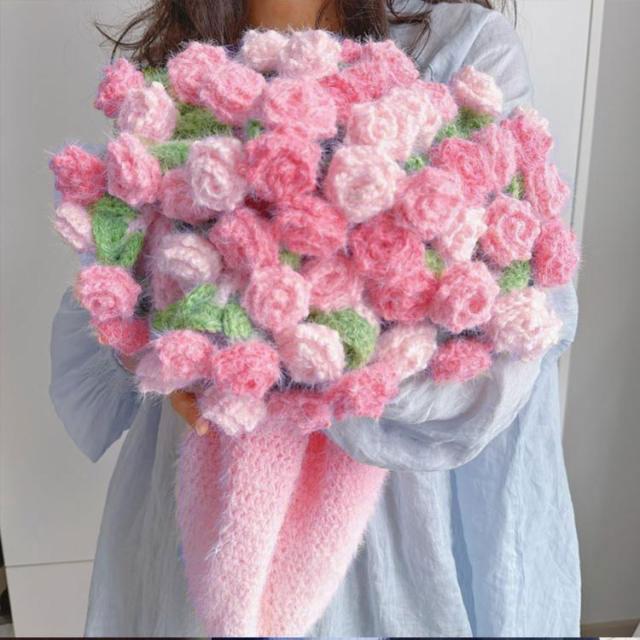 SNS人気話題 花束 ブランケット 完成品 グラデーション ニット 花束