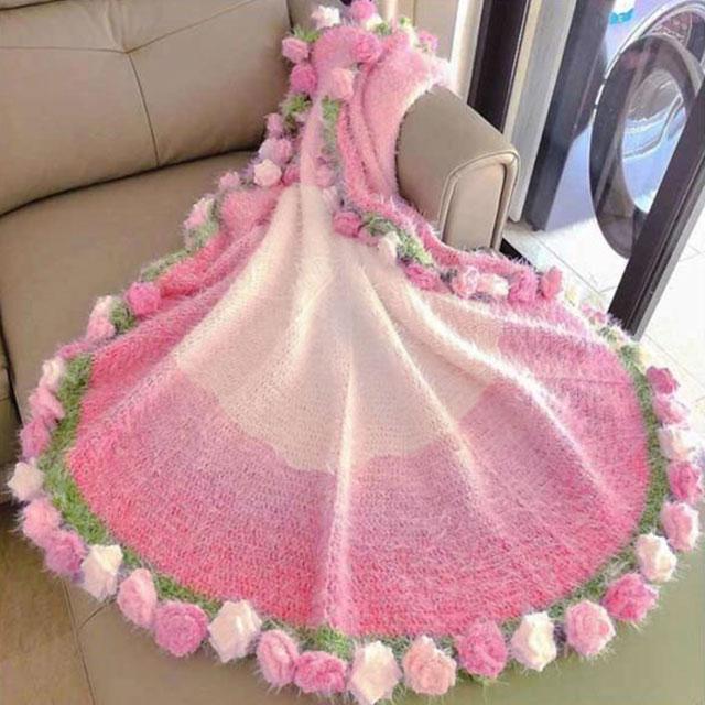 SNS人気話題 花束 ブランケット 完成品 グラデーション ニット 花束