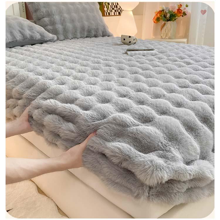 ボックスシーツ 冬用 もこもこ ふわふわ 一体型敷きパッド フランネル