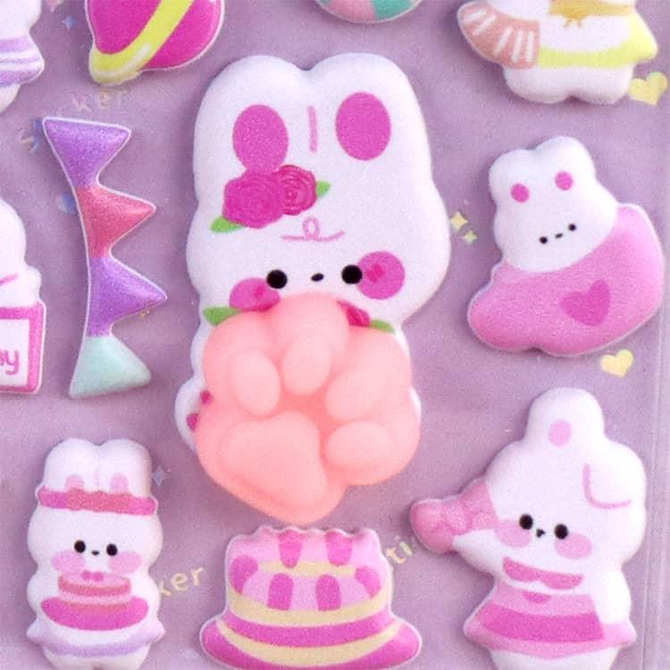 4枚セット おしりシール 肉球 ぷくぷく プニプニ 肉球シール 3D立体