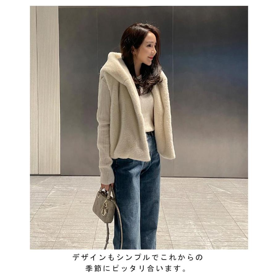 ファーベスト フード付き レディース ベスト フェイクファー 秋冬