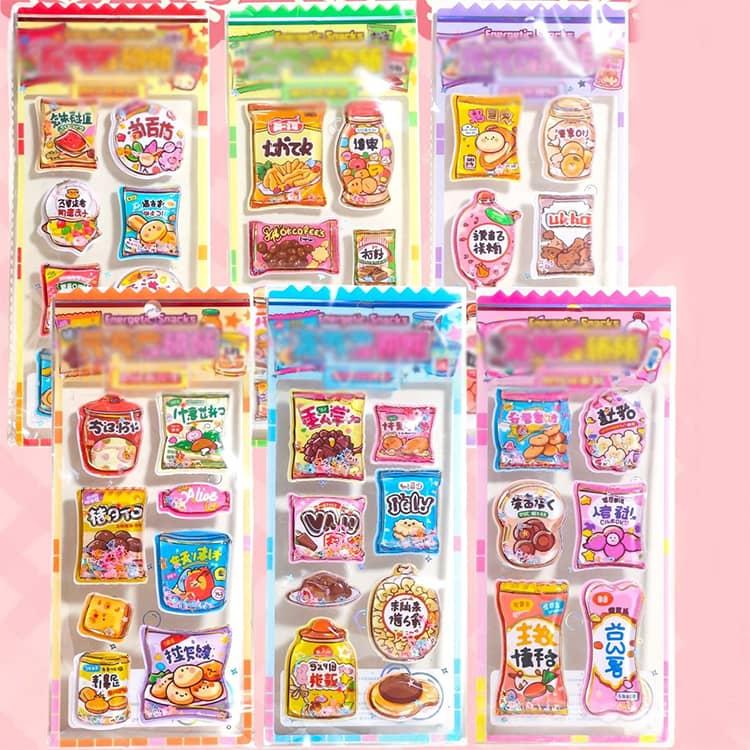 6枚セット ウォーターシール 女の子 ぷっくりシール 食べ物 かわいい