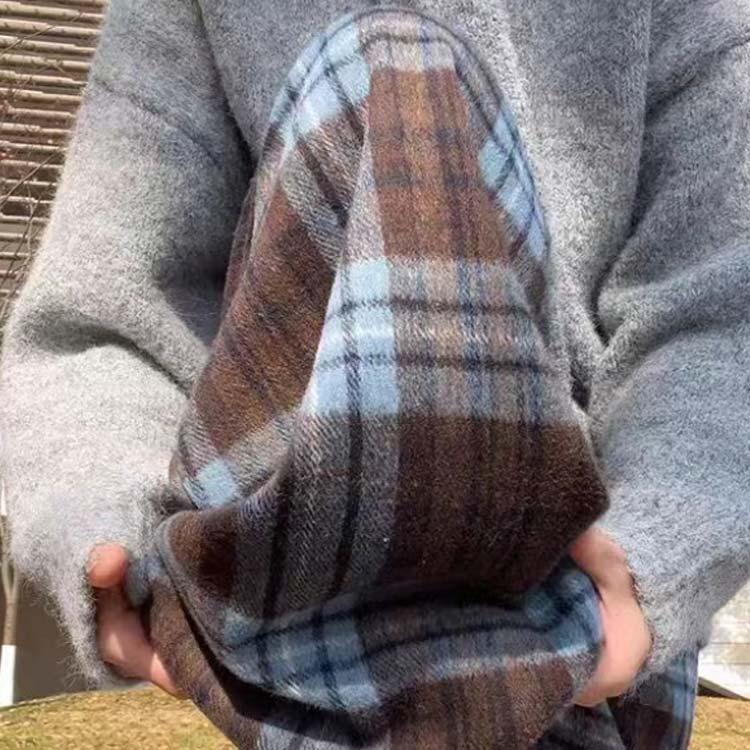 ラシャタッチ 裏起毛 ワイドパンツ チェック柄 チェックパンツ ロング