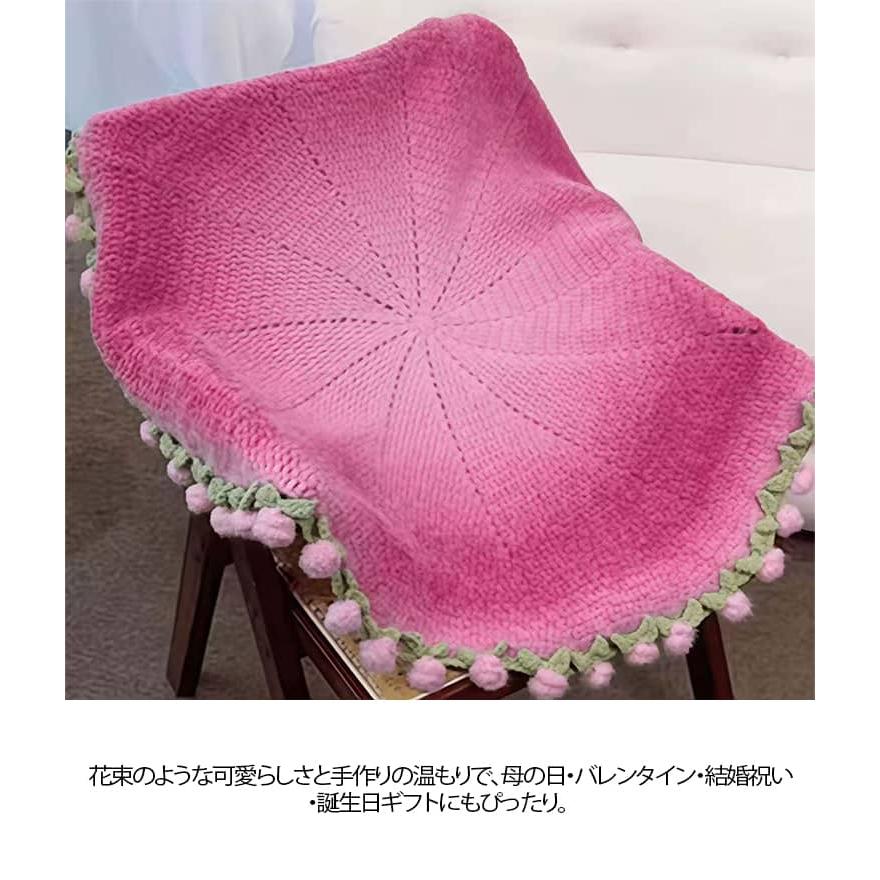 花束ブランケット かぎ針編みキット 手作り DIY セット 約82cm バラの