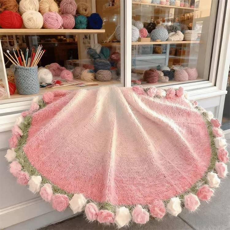 花束ブランケット かぎ針編みキット 手作り DIY セット 約82cm バラの