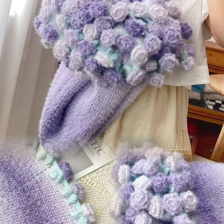 花束ブランケット かぎ針編みキット 手作り DIY セット 約82cm バラの