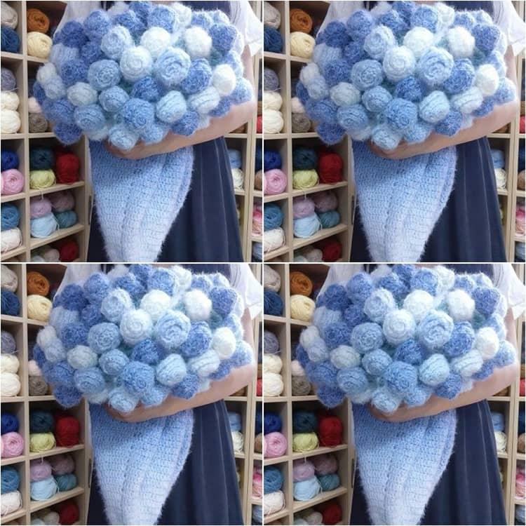 花束ブランケット かぎ針編みキット DIY 手作り バラ スズラン