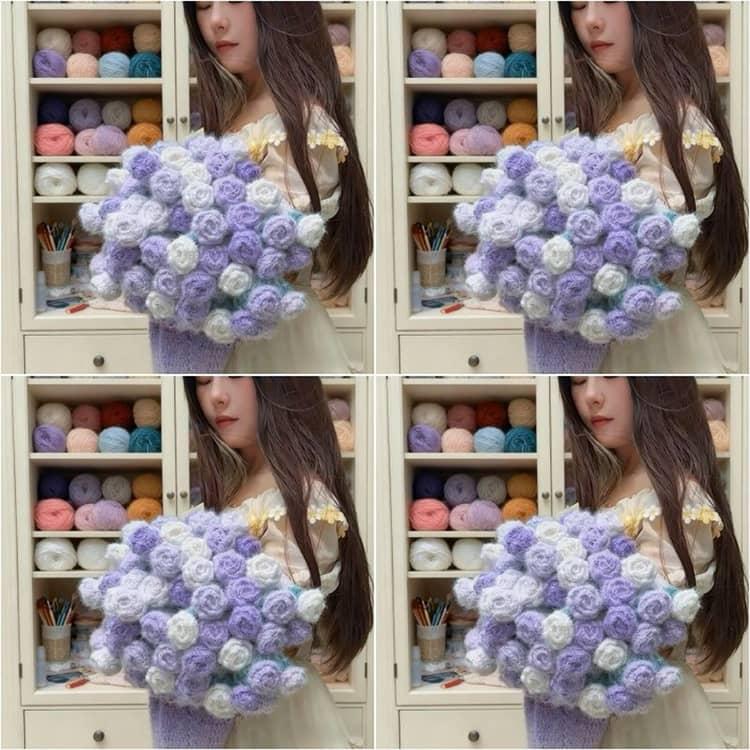 花束ブランケット かぎ針編みキット DIY 手作り バラ スズラン