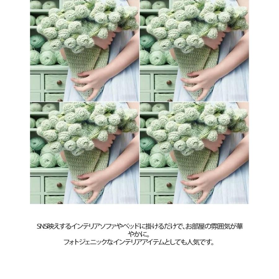グリーン系花束ブランケット(かぎ針編み 花束デザイン) 花束ブランケット かぎ針編みキット DIY 手作り バラ スズラン