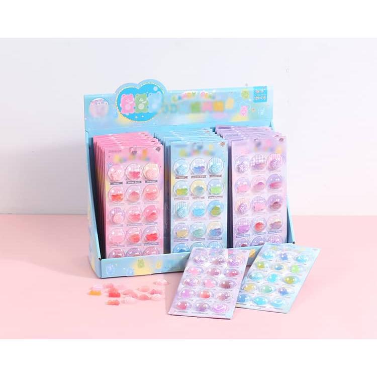 カプセルシール 3枚セット 立体 3D シール ぷくぷく ぷっくり つやつや