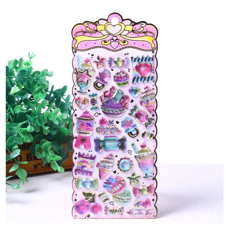 送無】 3枚セット シール 3D 女の子 子供 可愛い 立体 ステッカー