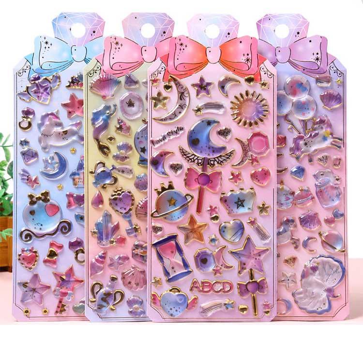 送無】 3枚セット シール 3D 女の子 子供 可愛い 立体 ステッカー