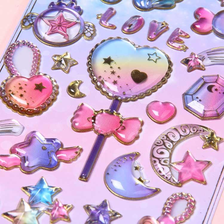 送無】 3枚セット シール 3D 女の子 子供 可愛い 立体 ステッカー