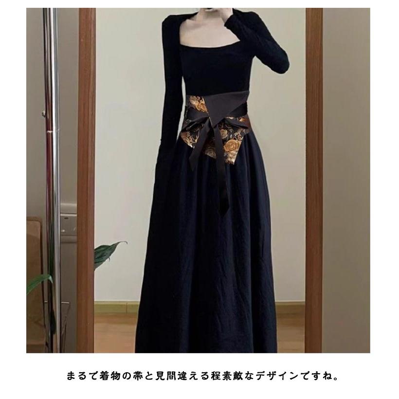 サッシュベルト コルセット ハイウエスト 太ベルト バラ 花柄 刺繍