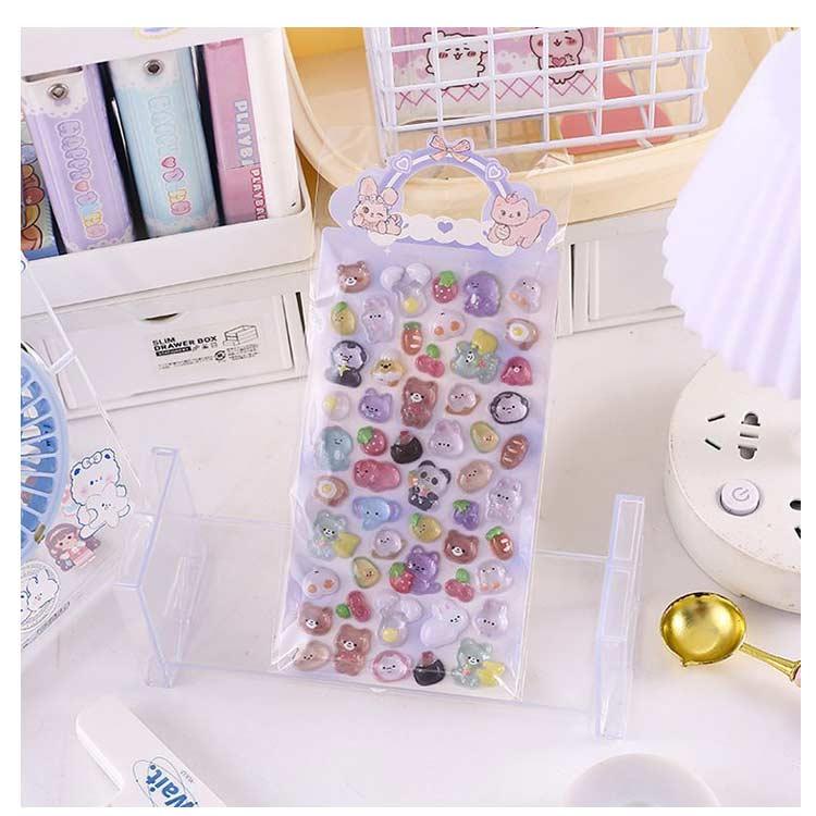 4枚セット 立体 シール 3D ぷくぷくシール クリア ドロップシール