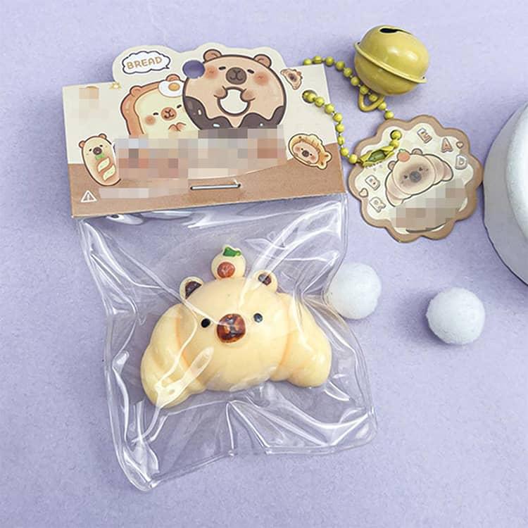 8個セット ミニ スクイーズ チャーム カピバラ 食べ物 ぷにぷに 低反発