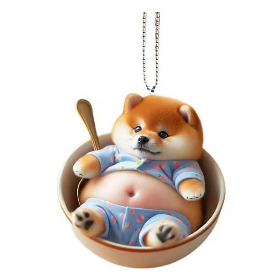 6個セット デブ 犬 猫 キーホルダー マスコット アクリルホルダー 車