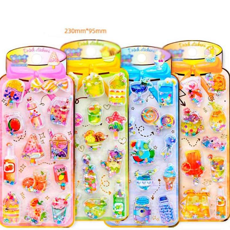 4枚セット！ウォーターシール ぷくぷくシール 3D立体 ぷっくりシール