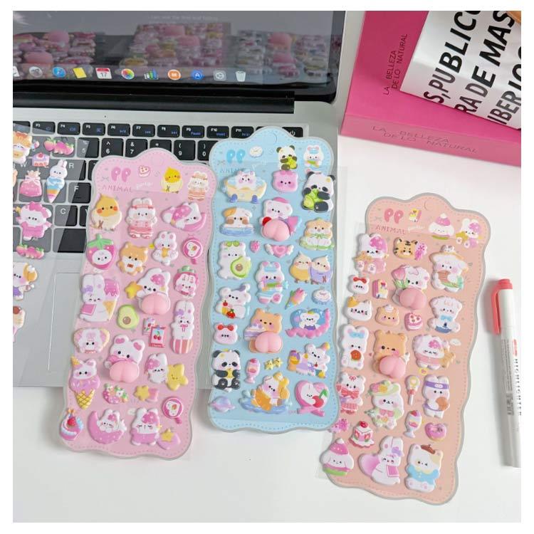 シール帳　ぷくぷくシール 全20種 かわいい3Dぷくぷくシール 立体デコ つやつやエポキシ おはじき