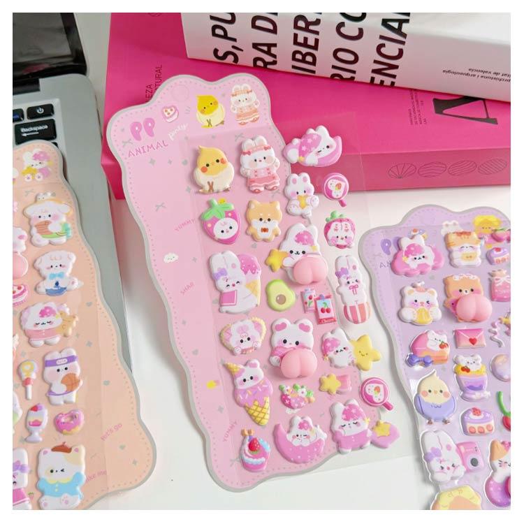 8枚セット】ぷくぷくシール ぷにぷに 3D 立体シール SNS人気 シール帳