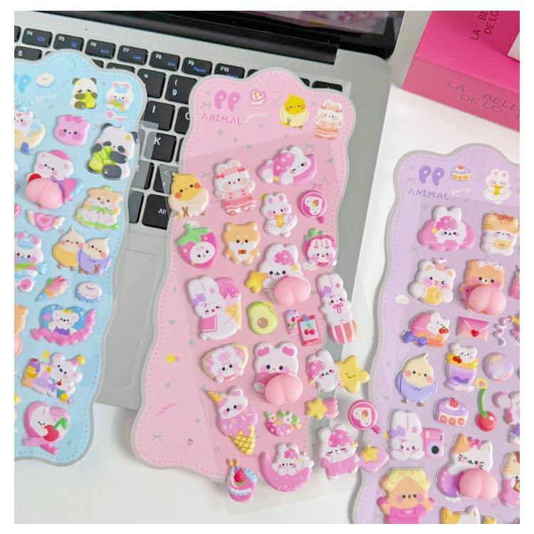 8枚セット】ぷくぷくシール ぷにぷに 3D 立体シール SNS人気 シール帳