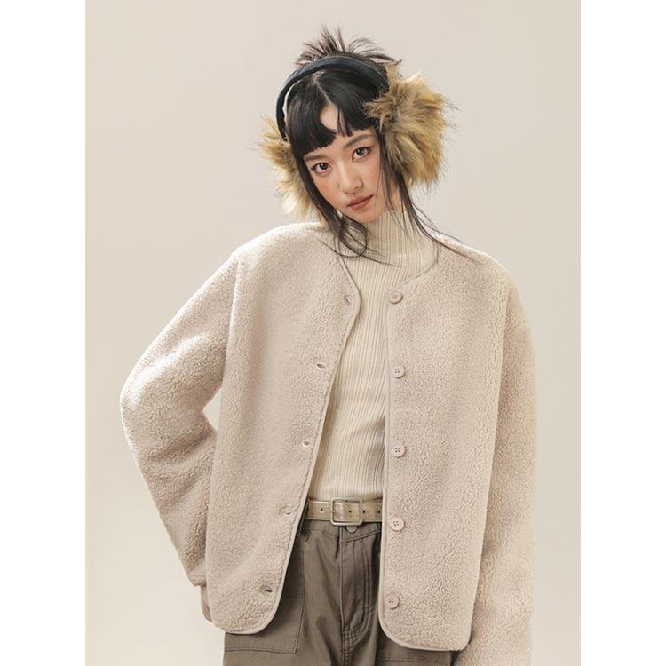 ノーカラージャケット レディース ボアコート ノーカラー アウター
