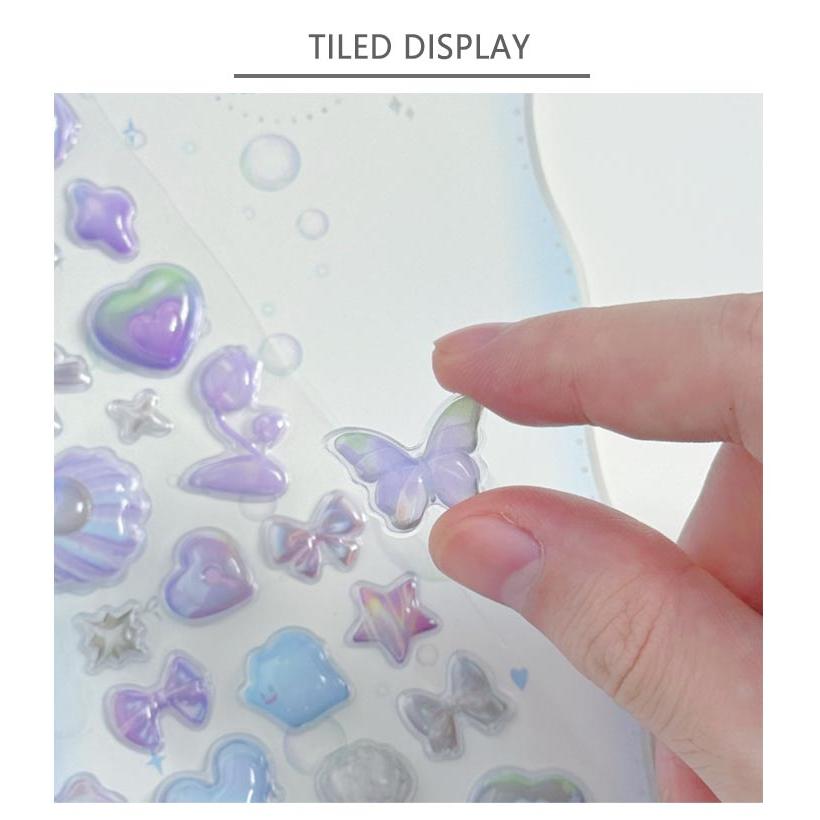 12枚セット】3D 立体シール ぷっくりシール つやつや キラキラ