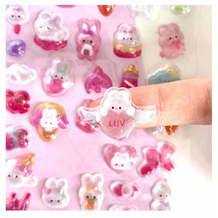 6枚セット】3D 立体シール エポキシ樹脂 ぷっくりシール ぷくぷく