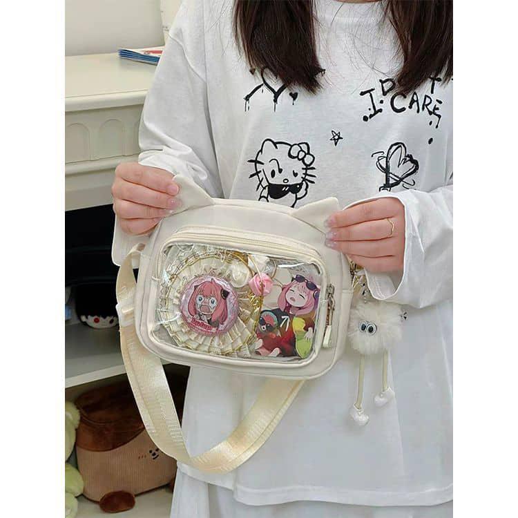 痛バッグ ショルダー 小さめ 痛バック ミニ 痛バ 黒 ブラック 白