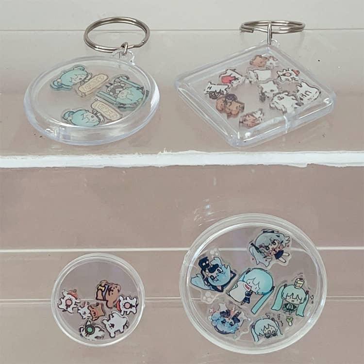 10個セット シャカシャカ キーホルダー アクリルケース 透明 空ケース