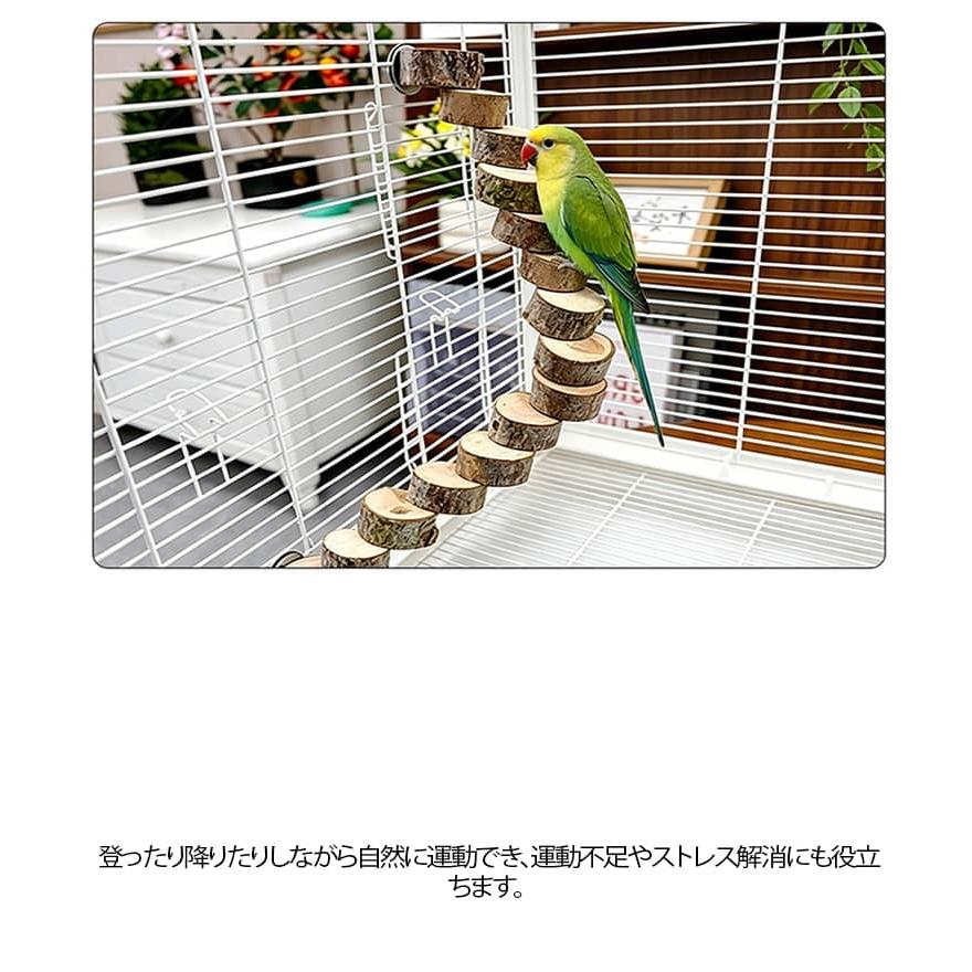 止まり木 小鳥用 木製 階段 天然木 バードステップ ケージ用 止まり台