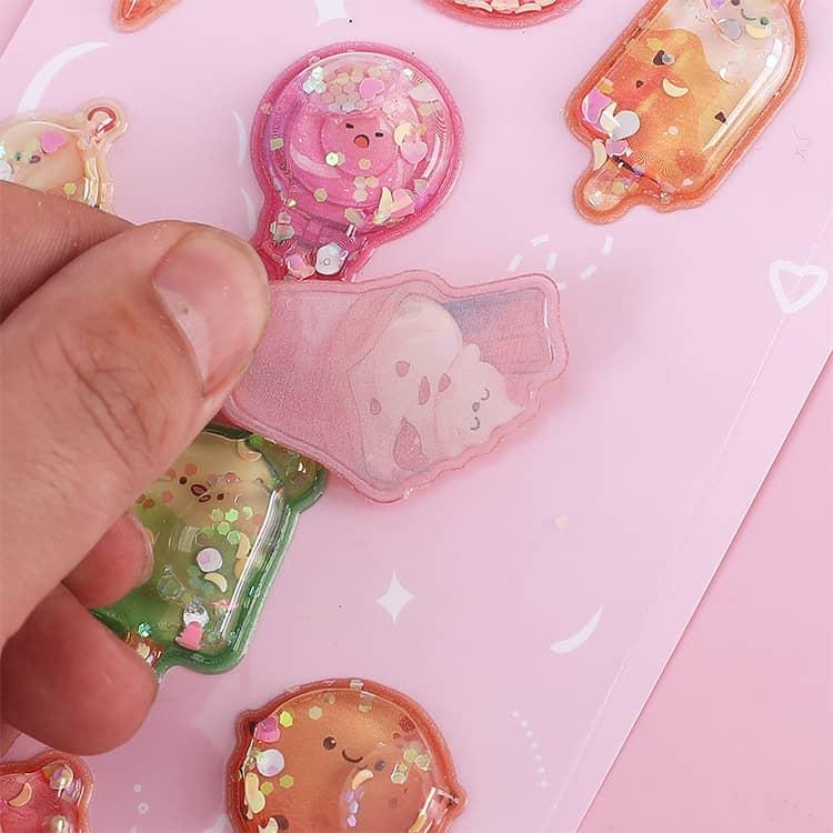 ウォーターシール シャカシャカシール きらきらラメ入り ぷっくり立体