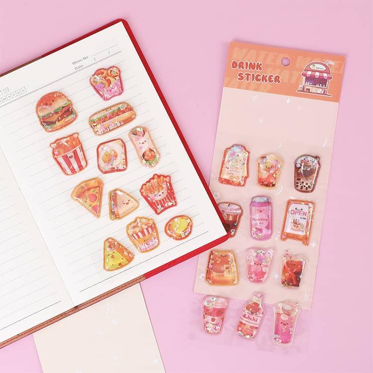 ウォーターシール シャカシャカシール きらきらラメ入り ぷっくり立体