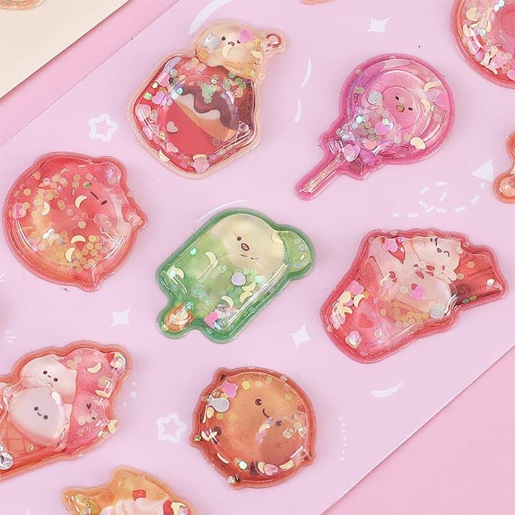 ウォーターシール シャカシャカシール きらきらラメ入り ぷっくり立体