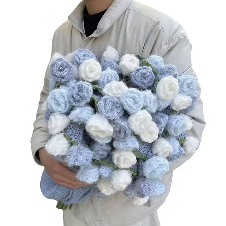 花束ブランケット グラデーション ローズブランケット 完成品 手編み